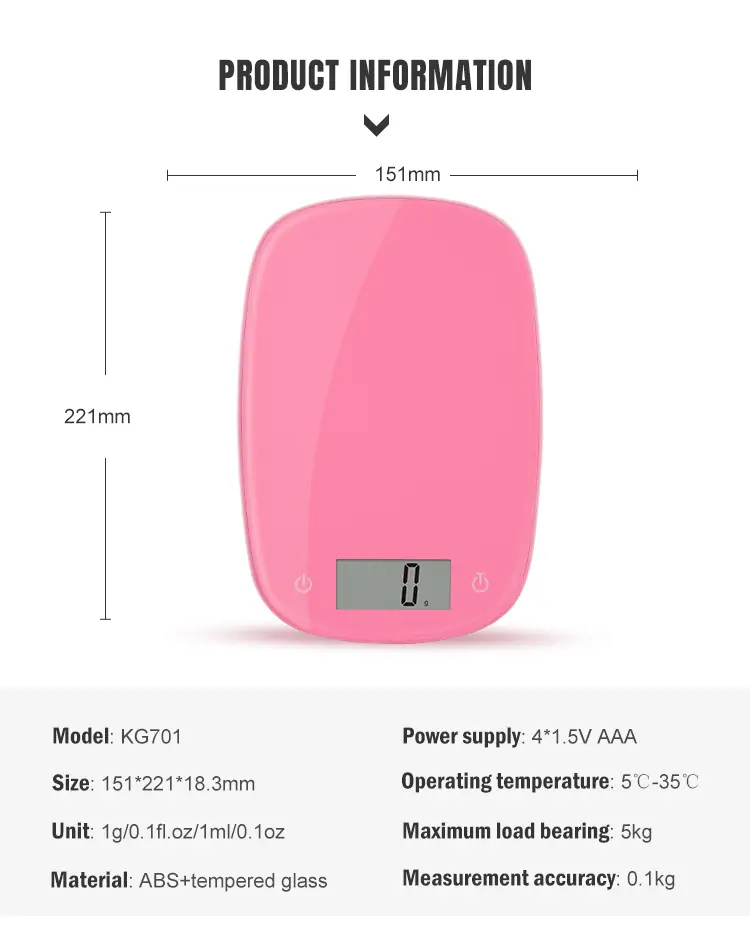 5Kg Cr2032 Lithium Battery Food Scale Digital Kitchen